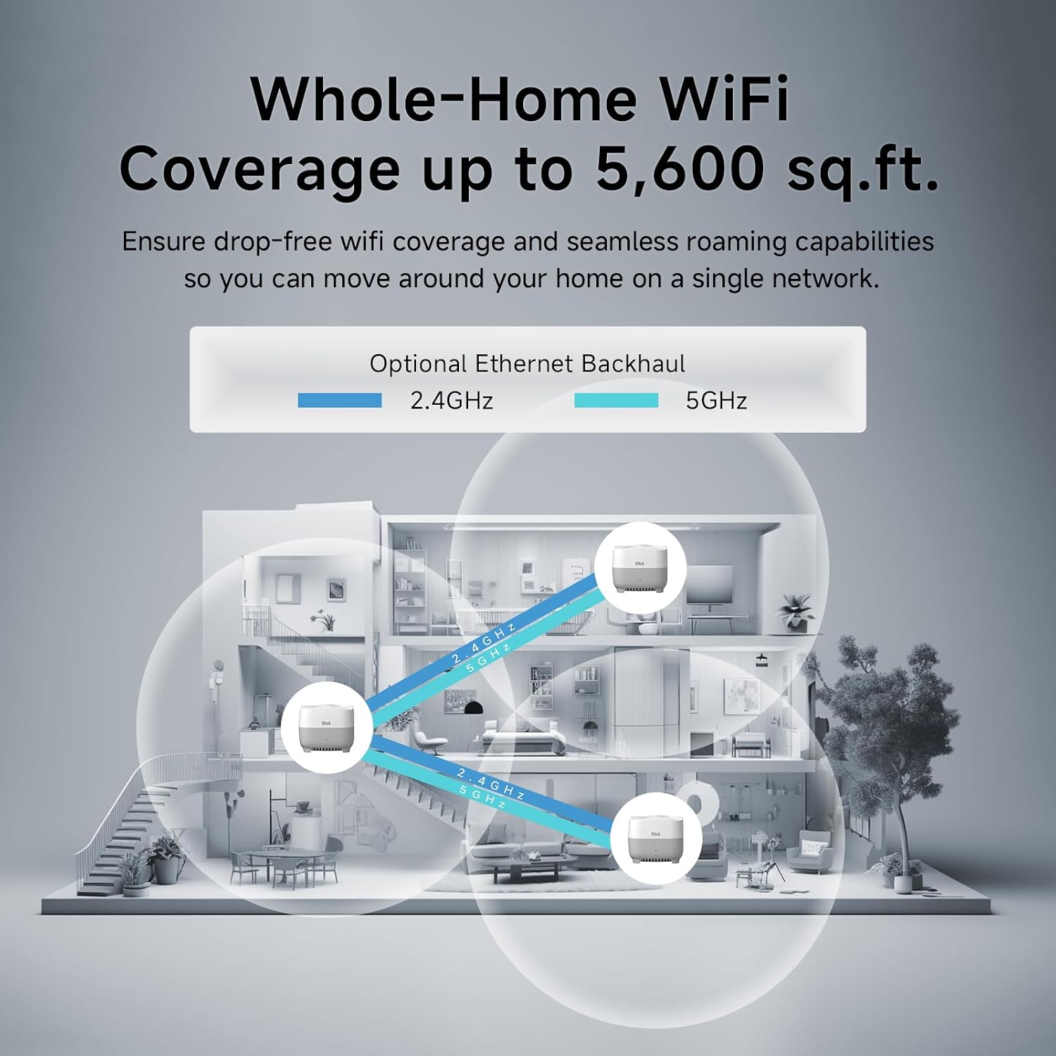 AX1500 WiFi 6 Mesh Wi-Fi System | 5,600 Sq Ft Coverage & 120 Devices | Dual-Band, Seamless Roaming, Parental Controls