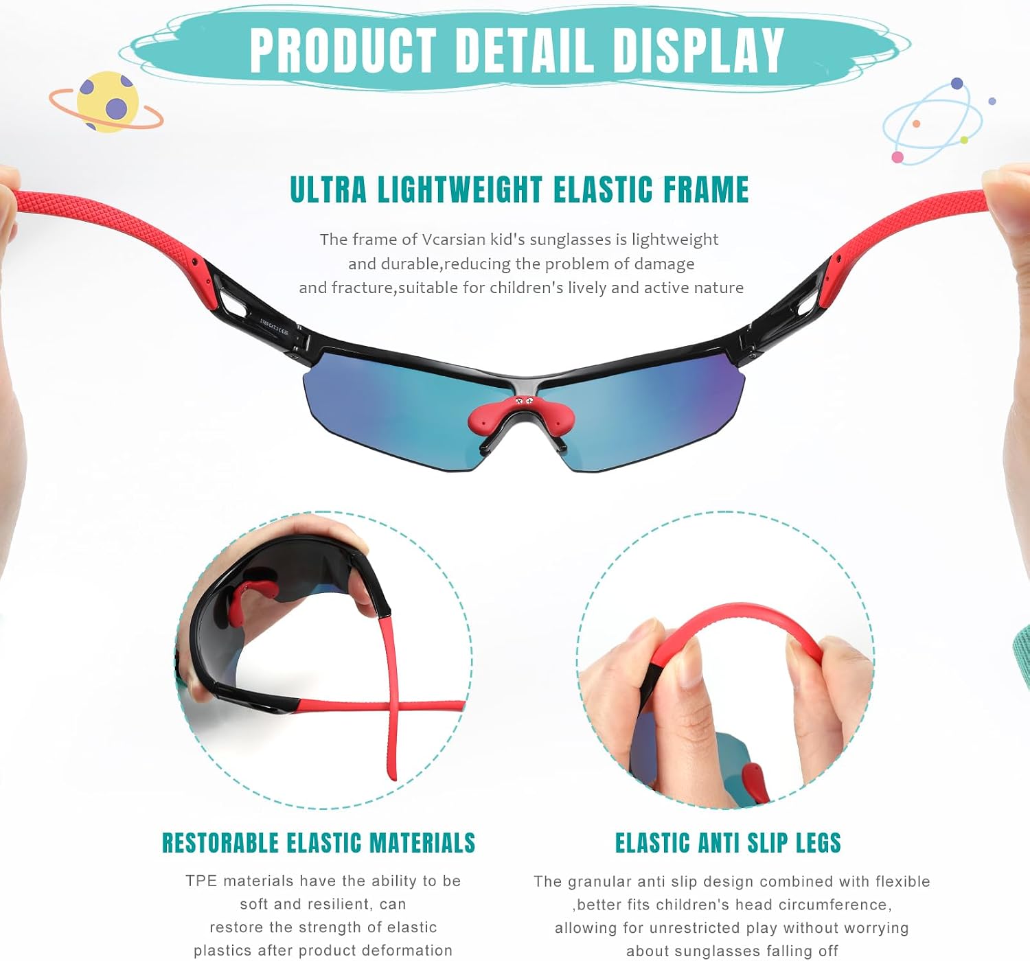 Kids Sunglasses Polarized Baseball Glasses for Boys Girls 3-12 | Gifts for Softball Cycling Running,lightweight UV