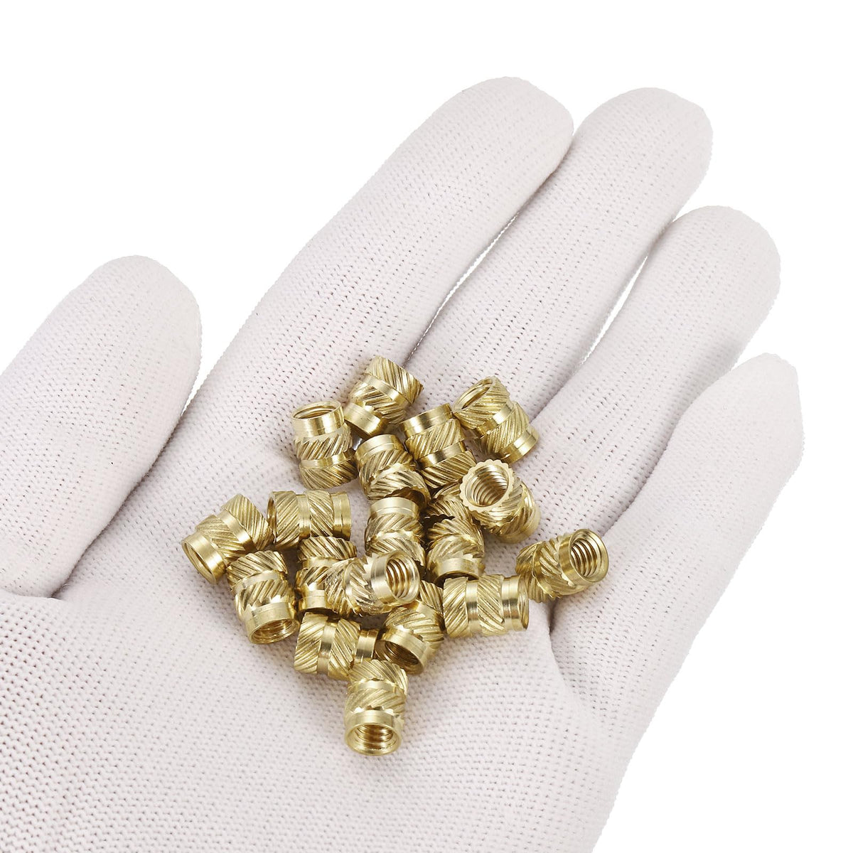 uxcell Knurled Insert Nuts, 30pcs M6 x 10mm Length x 8mm OD 3D Printing Brass Nuts Female Threaded Inserts Brass Heat Set Insert Embedment Nut