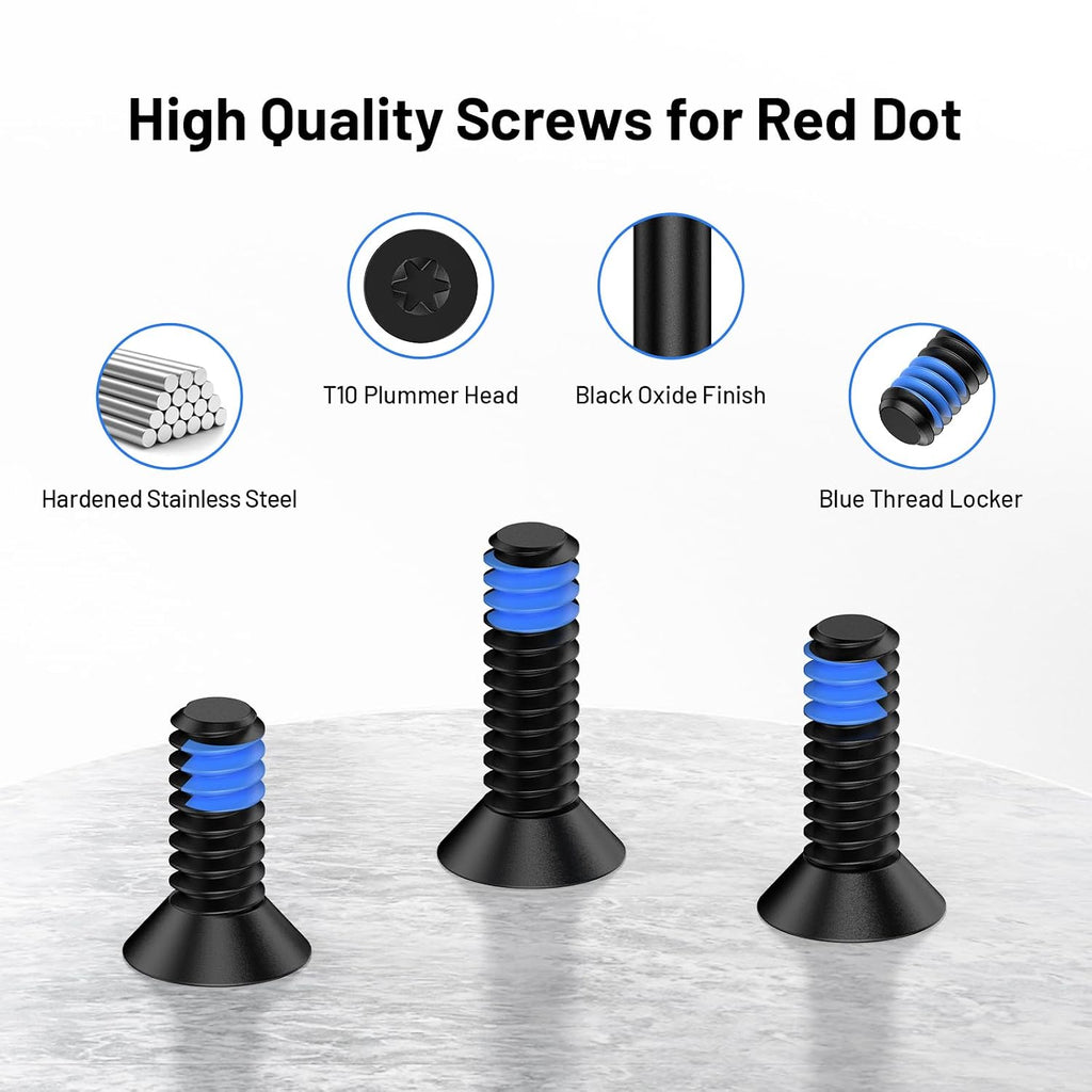 Red Dot Screw Kit 9 Pcs #6-32 Screw Diameter 7mm Includes 9.5mm/11mm/12.5mm