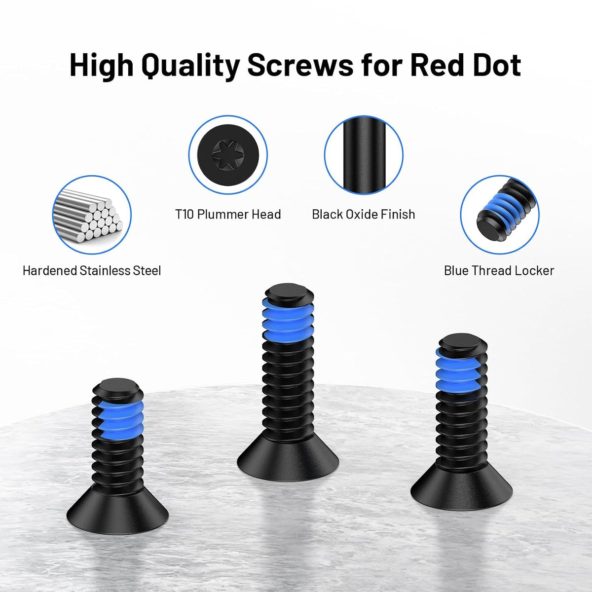 Red Dot Screw Kit 9 Pcs #6-32 Screw Diameter 7mm Includes 9.5mm/11mm/12.5mm