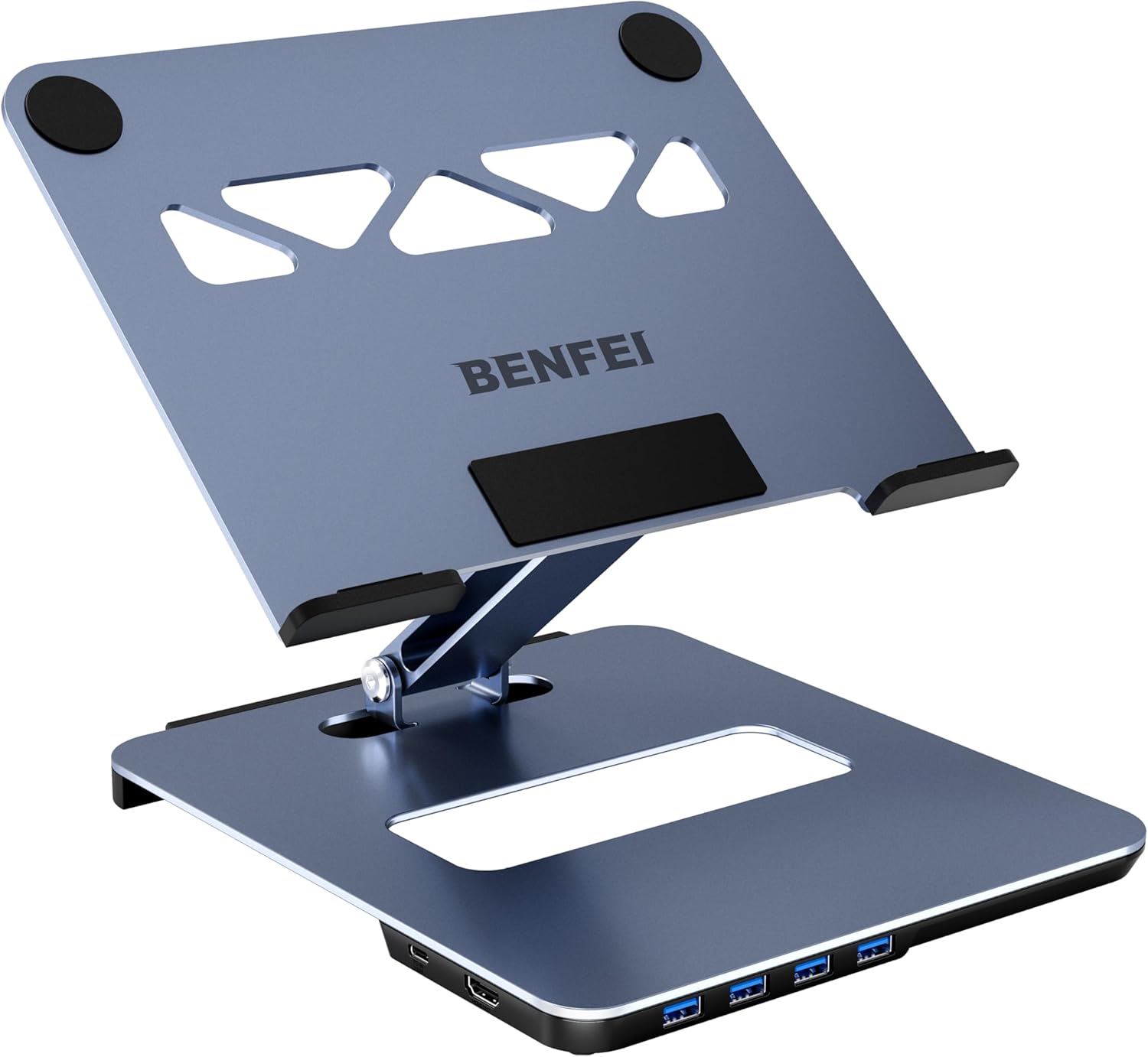 Laptop Stand with USB C 6in1 Docking Station, HDMI 4K@60Hz, 4*USB3.0, 100W PD Compatible with MacBook Pro/Air, iPad