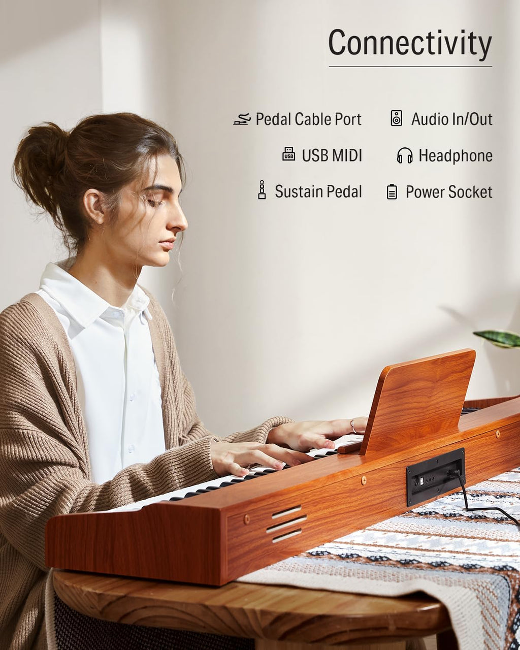 DEP-1S Piano Keyboard 88 Keys, Beginner Digital Piano with 88 Key Velocity-Sensitive Keyboard, Record, Bluetooth