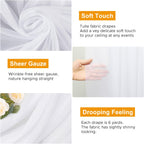 Wedding Arch Draping Fabric 2 Panels White Sheer Backdrop Drapes