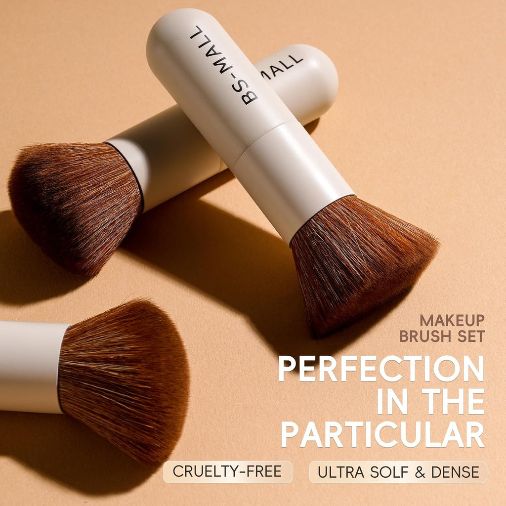 Makeup Brush Set 11Pcs Bamboo Synthetic Kabuki Brush Set Foundation Powder Blending Concealer Eye shadows Blush