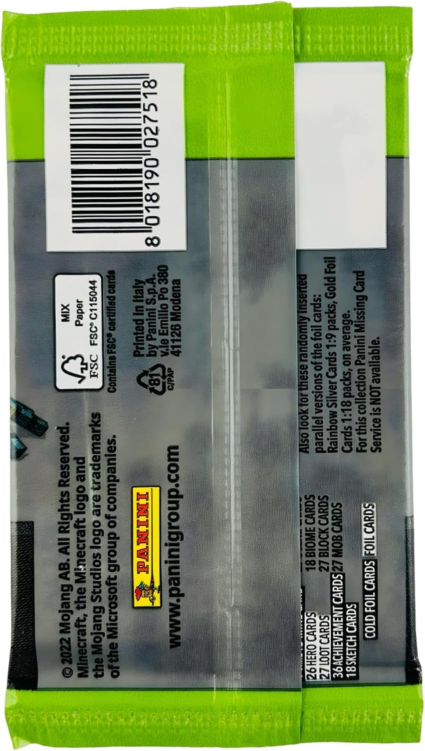 Panini Minecraft Mega Box – Official Trading Cards, 72 Cards per Box, Exclusive Foil Parallels, Rare Inserts, Great