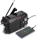 Hand Crank Emergency Weather Radio, NOAA AM FM Shortwave Portable Radio | Solar & USB-C Charging, Flashlight, SOS