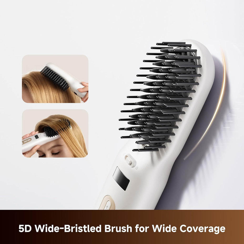 Silky Cordless Hair Straightening Comb, Rechargeable Ionic Straightener Brush for Women, 2Billion Ions, Fast Heating