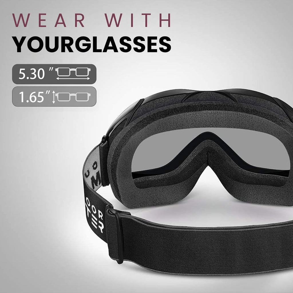 OTG Ski Goggles, Snowboard Goggles for Men, Women & Youth | Over Glasses Ski Goggles with Anti-fog UV400 Protection