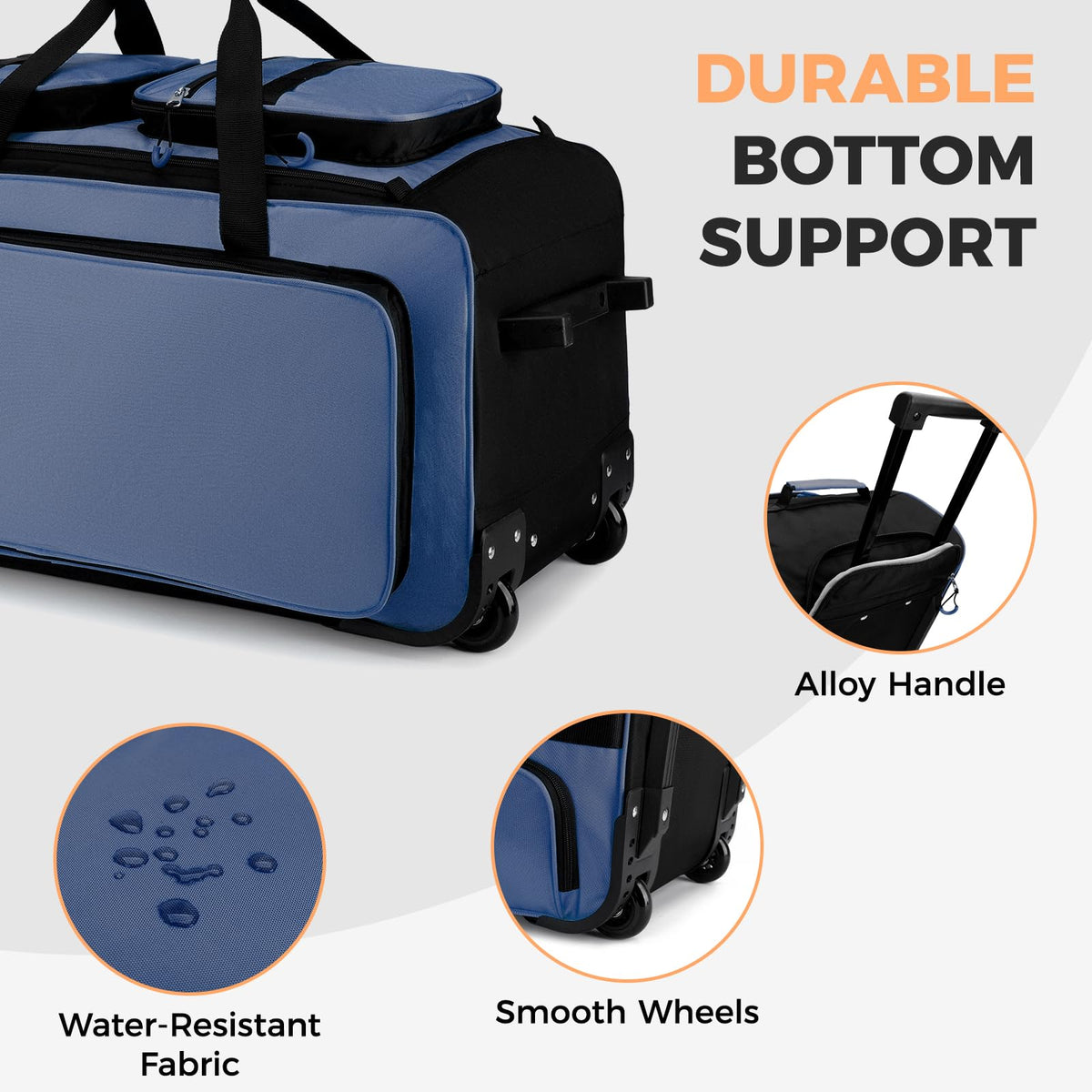 90L Rolling Duffle Bag with Wheels and Handle