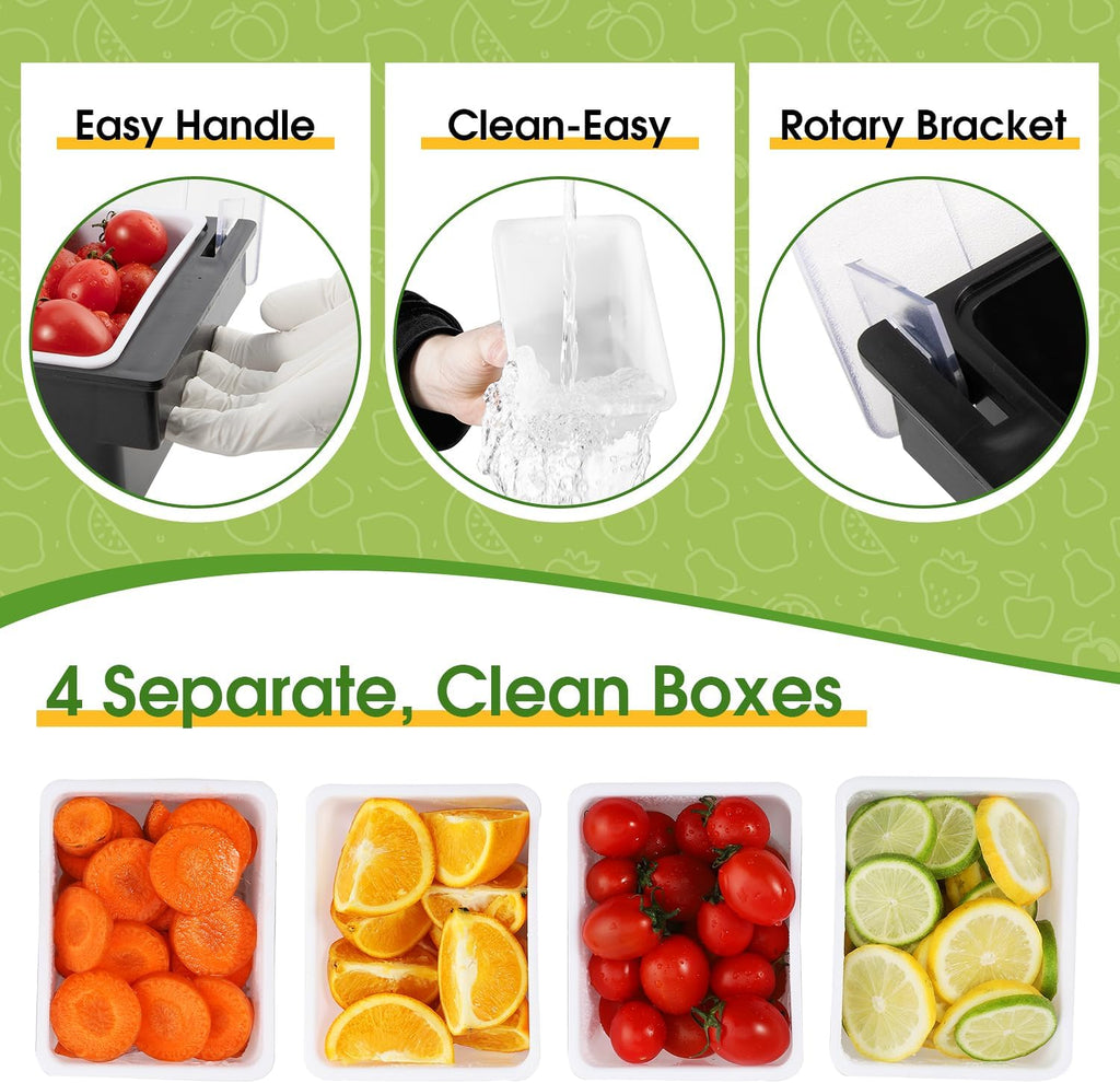Ice Cooled Condiment Caddy with Lid, 4 Compartments