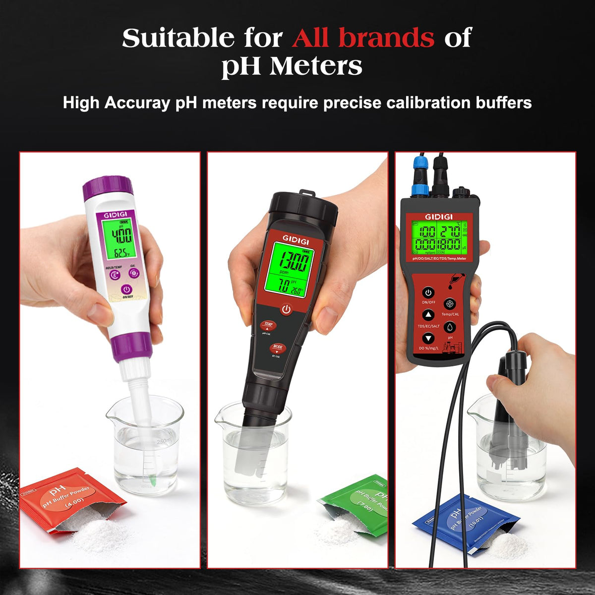 18-Pack pH Meter Buffer Solution Powder 7.00/4.00/10.01