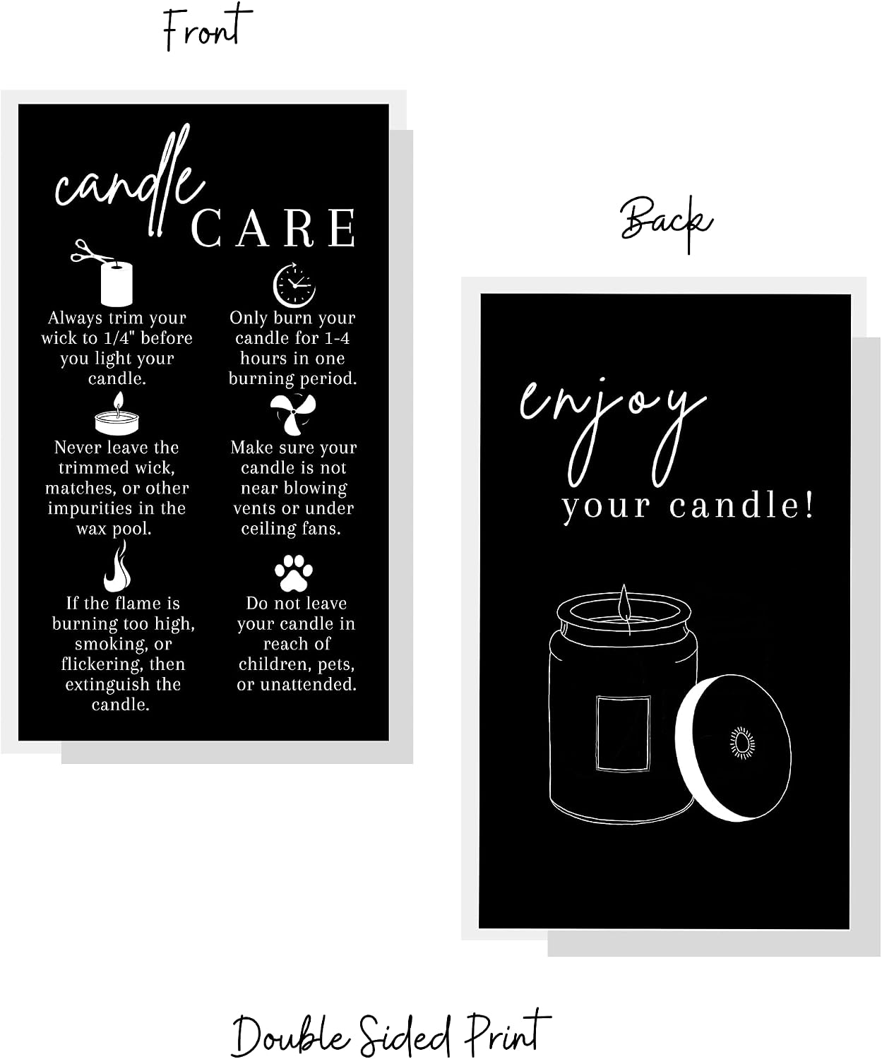 Wax Melt Instruction Cards | 50 pk 2 x 3.5” Wax Melt Supplies Homemade Customer Thank You How To Care for wax cube