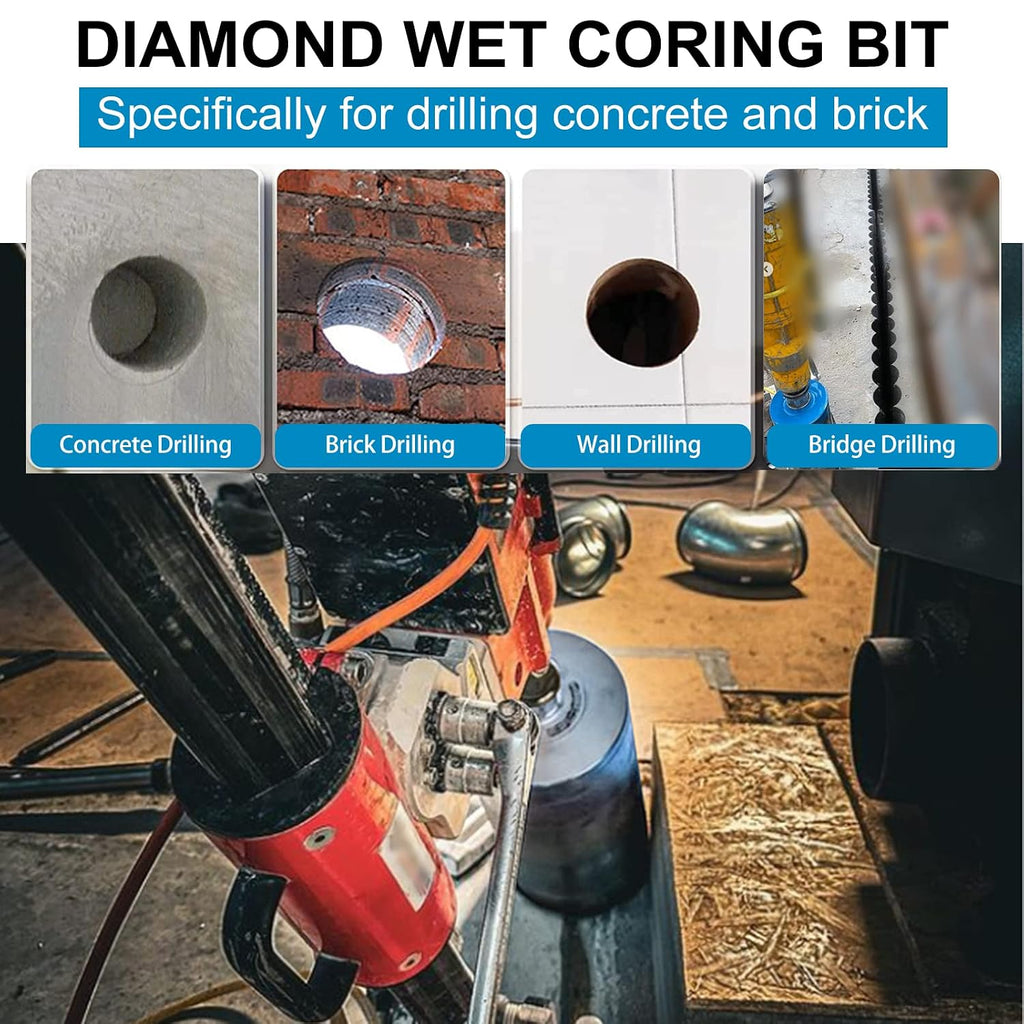 Wet Diamond Core Drill Bits 3"/77mm Diameter, 15"/380mm Drilling Depth Concrete Core Drill Bit, 1-1/4-7" Thread Core