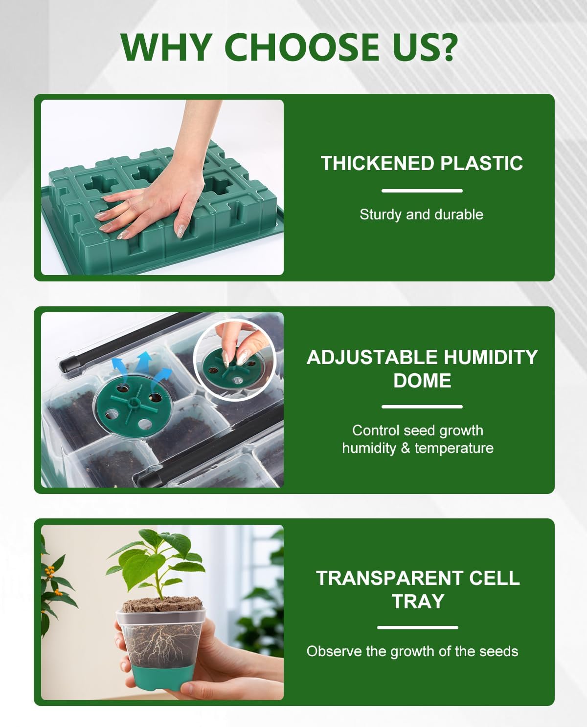 12 Cell Seed Starter Kit with Grow Light Heating Mat & Silicone Pots | Grow Light, Graphene Heating Mat, Reusable