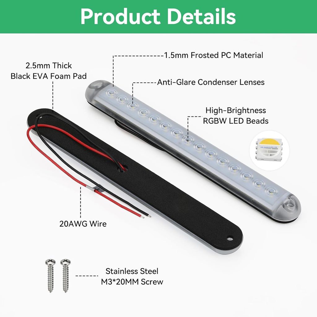 RGBW Boat LED Courtesy Light 12V 4PCS, 8 Inches