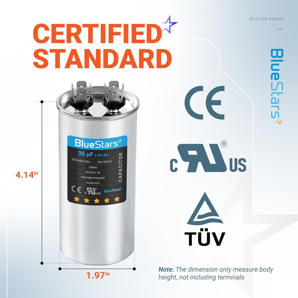 [Upgraded] BlueStars 35 MFD uf ± 5% MFD 370-440VAC Capacitor
