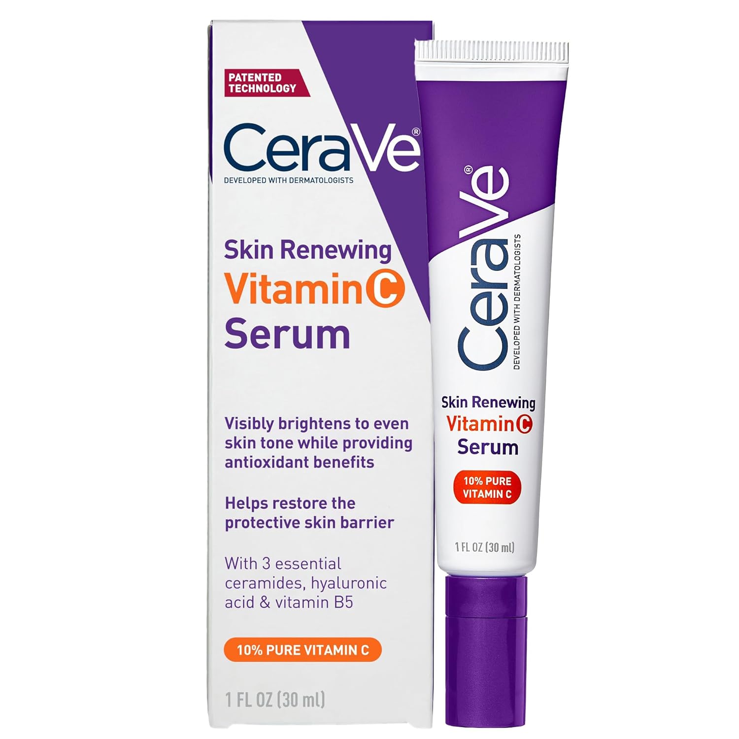 Vitamin C Serum for Face with 10% Pure Vitamin C, Hyaluronic Acid & 3 Essential Ceramides, Skin Brightening