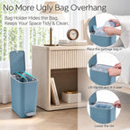 Small Bathroom Trash Can with Lid, 2.1 Gallon Slim Step Trash Can, Blue
