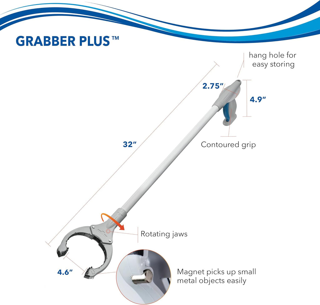 32” Grabber Plus Reacher Tool and Trash Picker Upper, Built-In Magnet and Economic Grip, Claw Pickup and Yard Clean