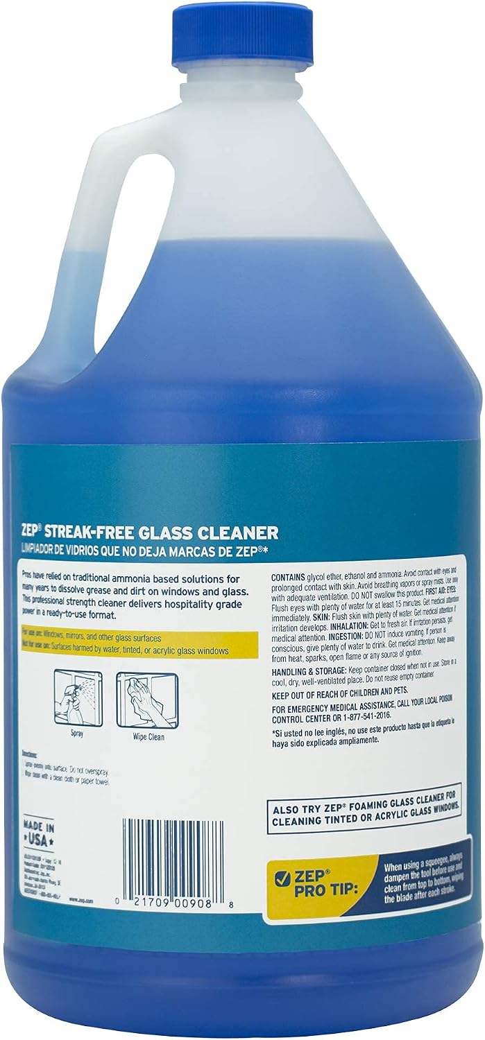 ZU1120128, Streak-Free Glass Cleaner, 128 ounce
