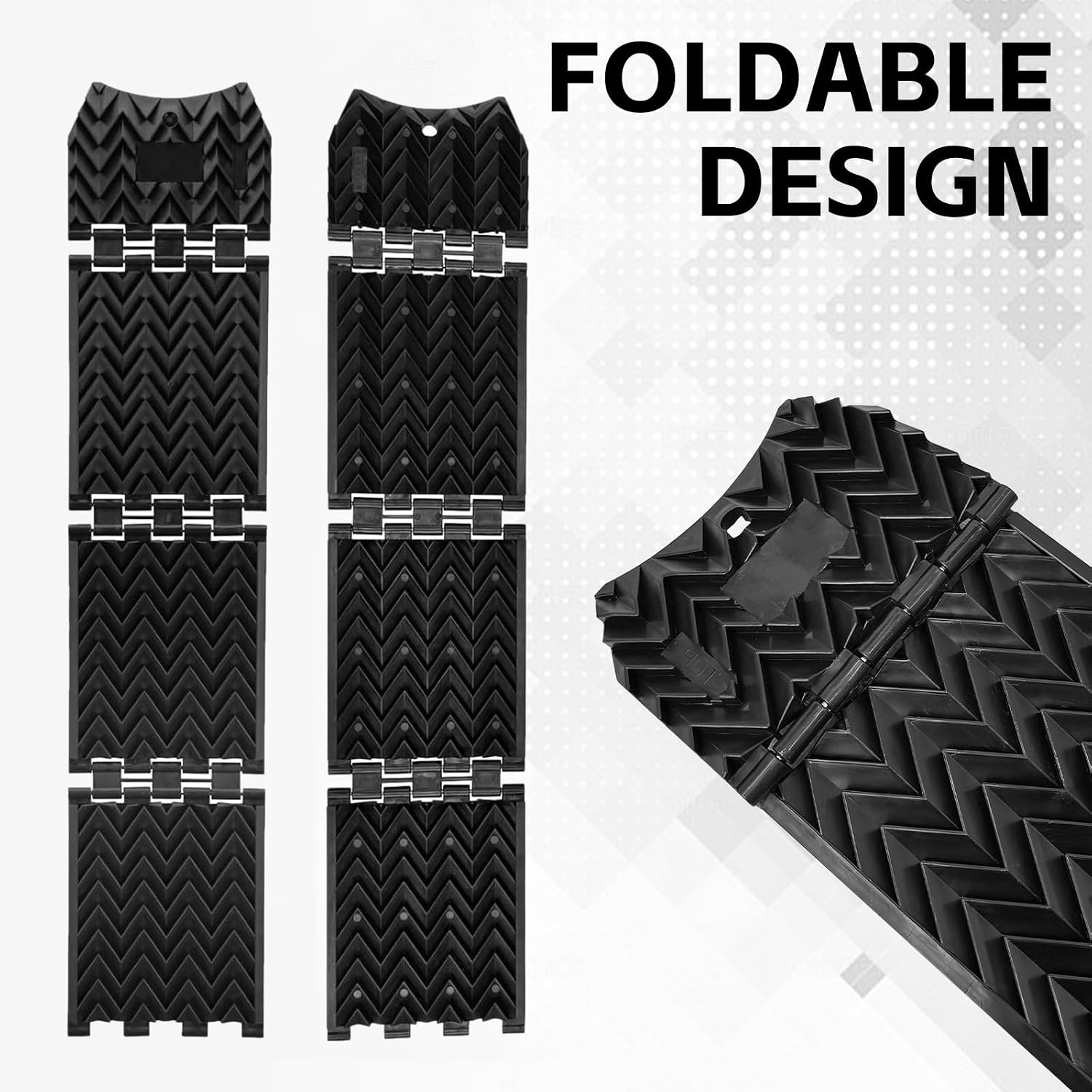 Tire Traction Pad Foldable Mats, Portable Recovery Track Boards for Off Road 4X4 Snow, Ice, Sand,Emergency Tire