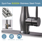 Black Stainless Kitchen Faucet with LED Light and Pull Down Sprayer