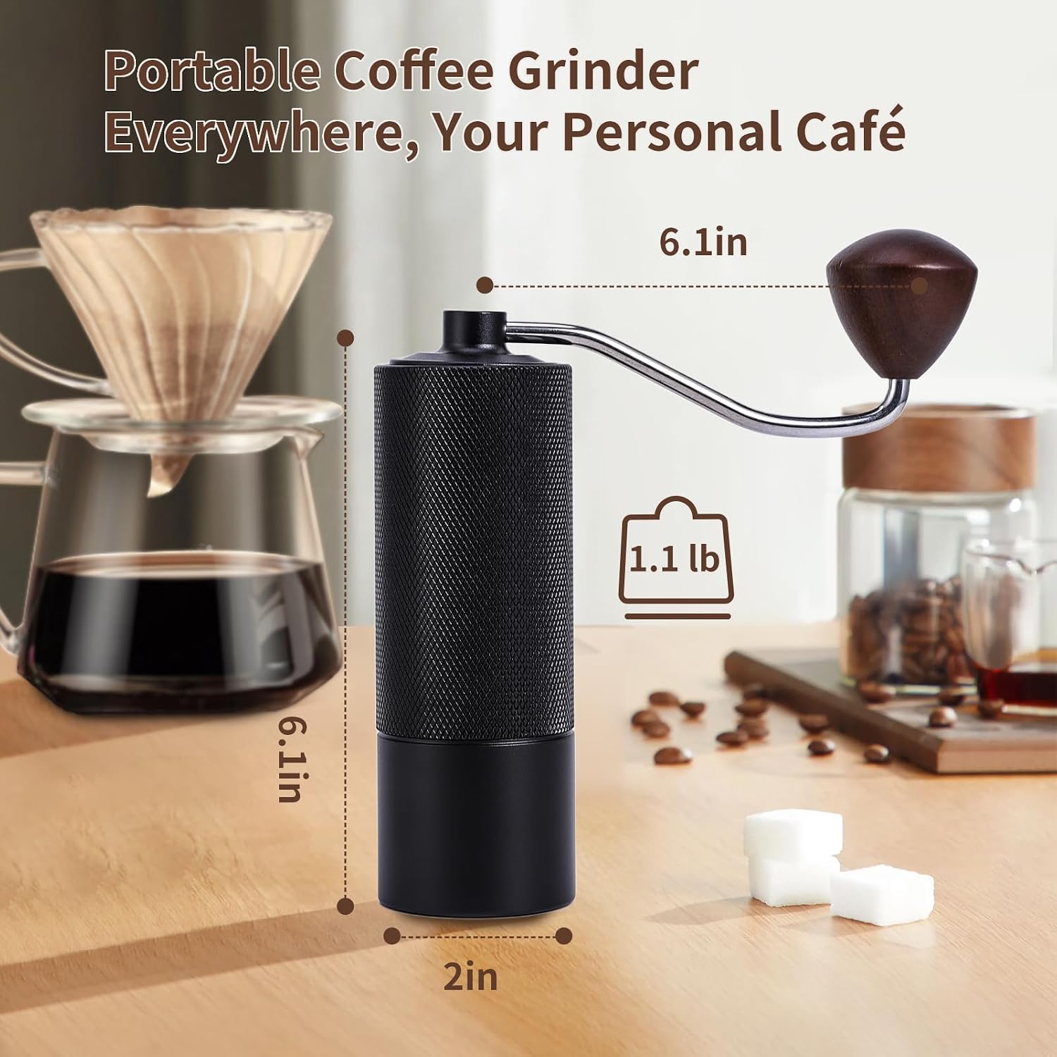 Manual Coffee Grinder, Portable Hand Coffee Mill - 25g Capacity | CNC Stainless Steel Conical Burr, Internal