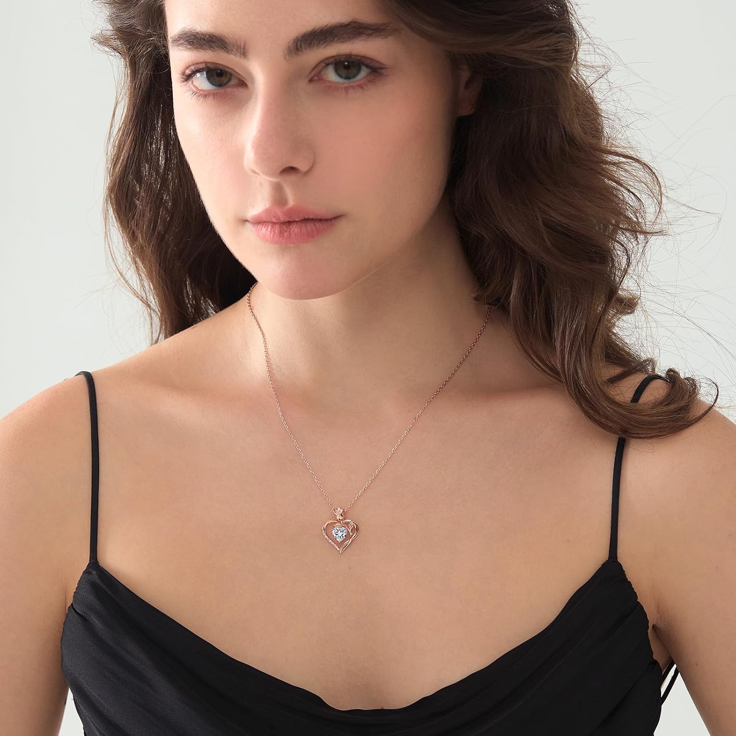 1.2CT Rose Heart Necklace Option of Moissanite or Lab-Grown Sapphire Ruby Emerald&More Necklace for Women Birthstone