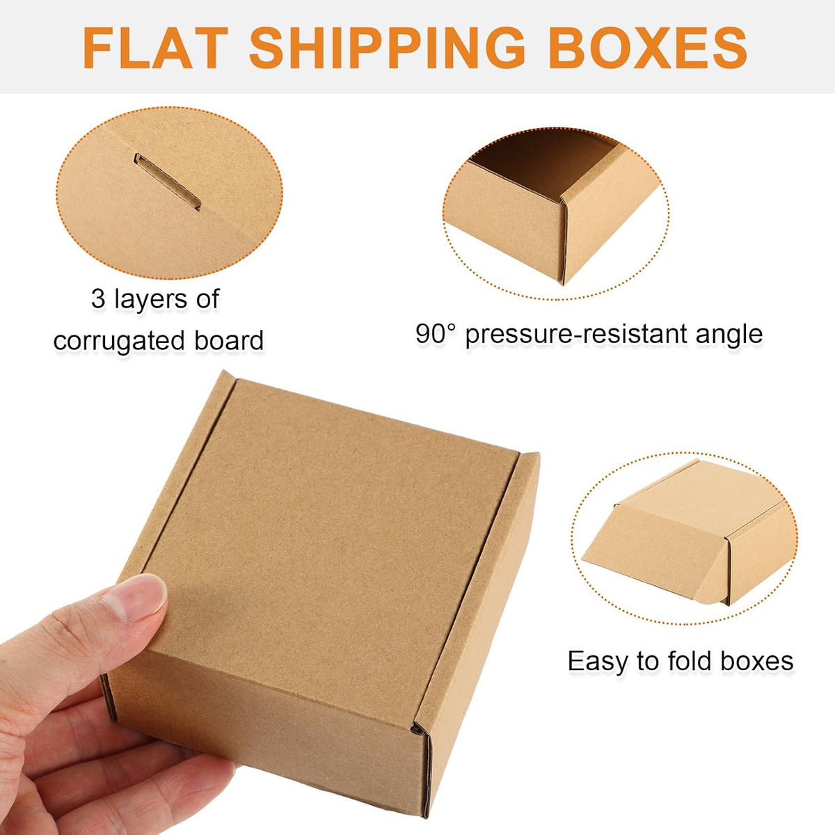 60 Pcs 4x4x2'' Shipping Boxes Corrugated
