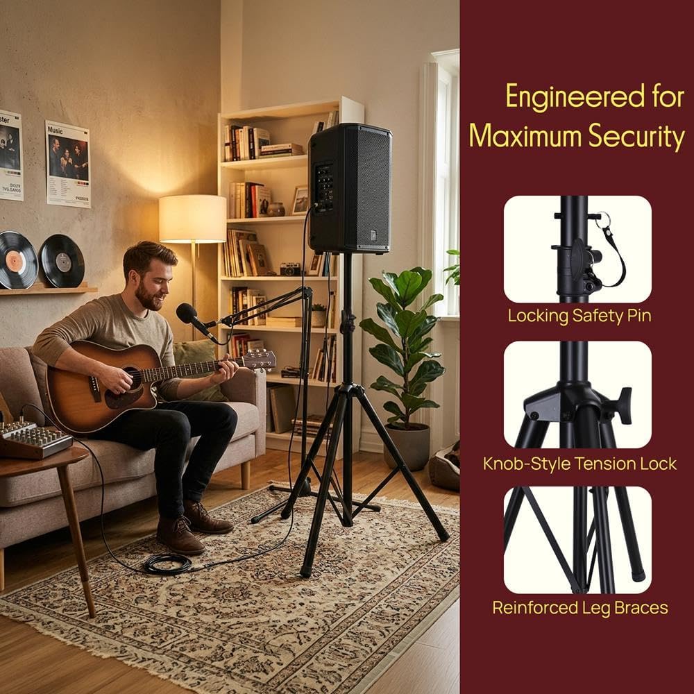 Universal Speaker Stand Mount Holder Heavy Duty Tripod w/ Adjustable Height from 40” to 71” and 35mm Compatible