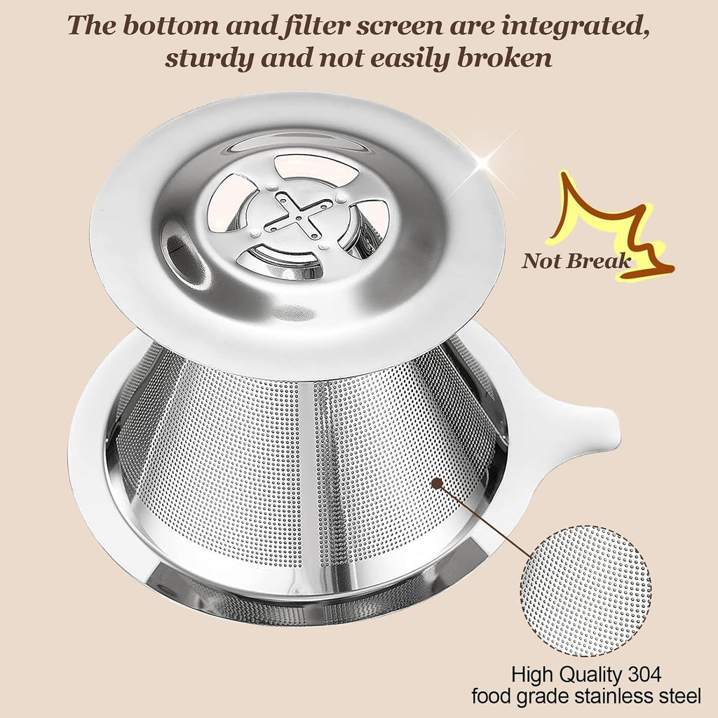 Pour Over Coffee Dripper, Slow Drip Paperless Coffee Filter, Pour Over Coffee Maker for 1-2Cups Brew, Double Mesh