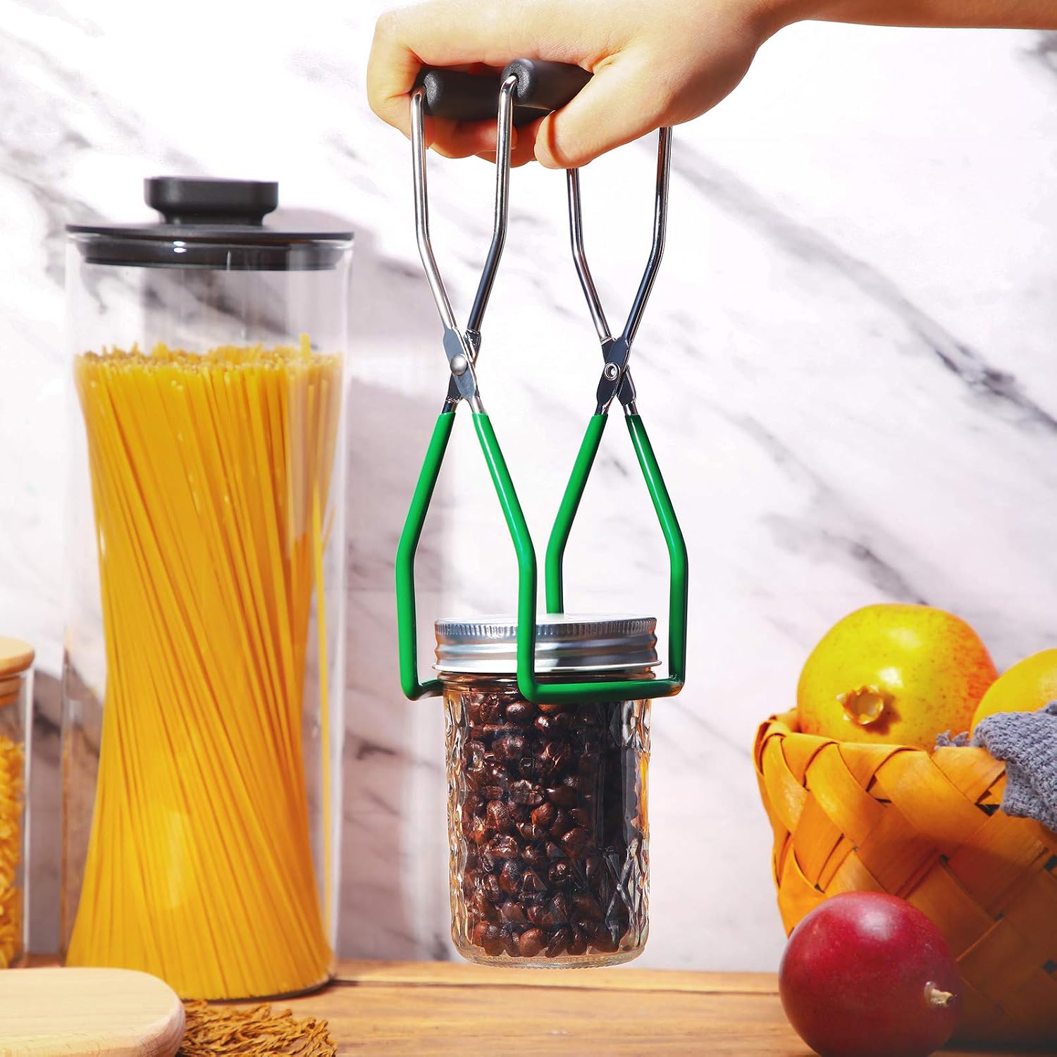 Canning Funnel Jar Lifter Magnetic Lid Wand for Mason Jars, 3 Pcs, Green