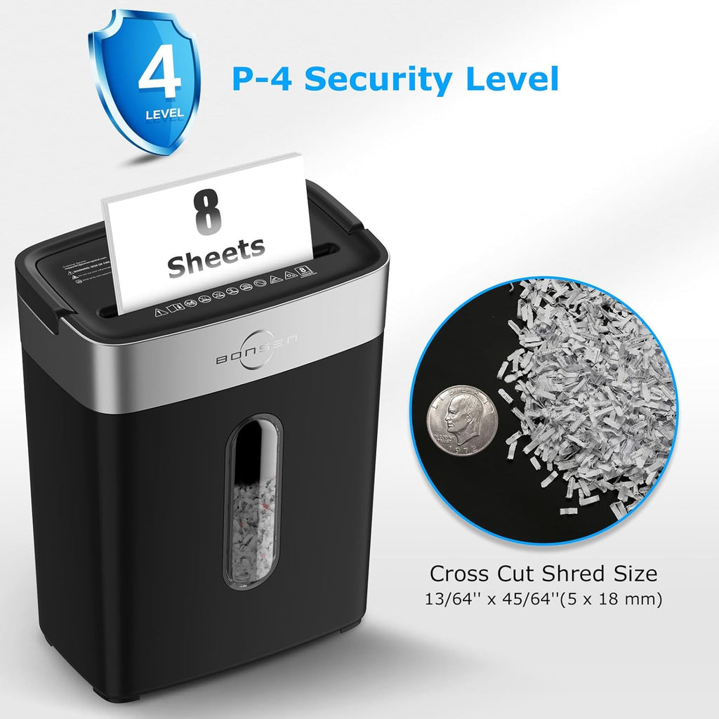 Shredder for Home Office, 4 Gallons 8-Sheet Cross Cut Credit Card Shredder, Small Paper Shredder for Home Use, High