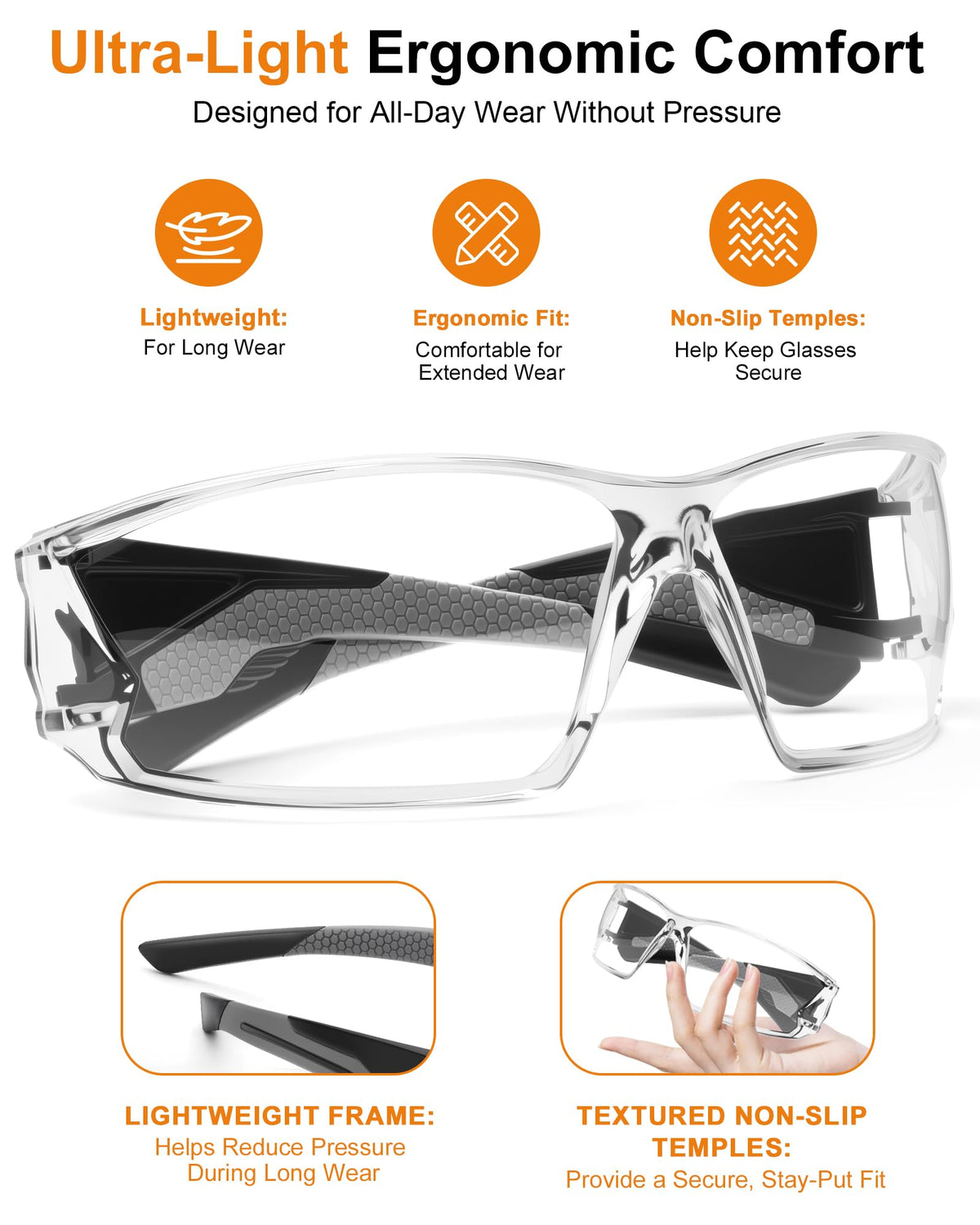 12 Pack Clear Safety Glasses Bulk, Work Glasses for Men and Women