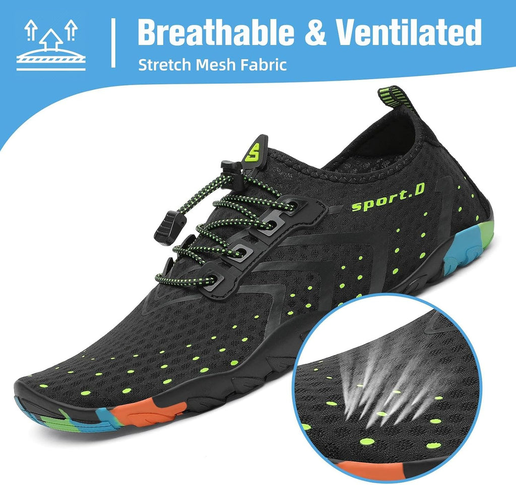 Water Shoes for Women Men, Quick-Dry Barefoot Swim Shoes | Non-Slip Aqua Shoes with Drainage Holes, Breathable
