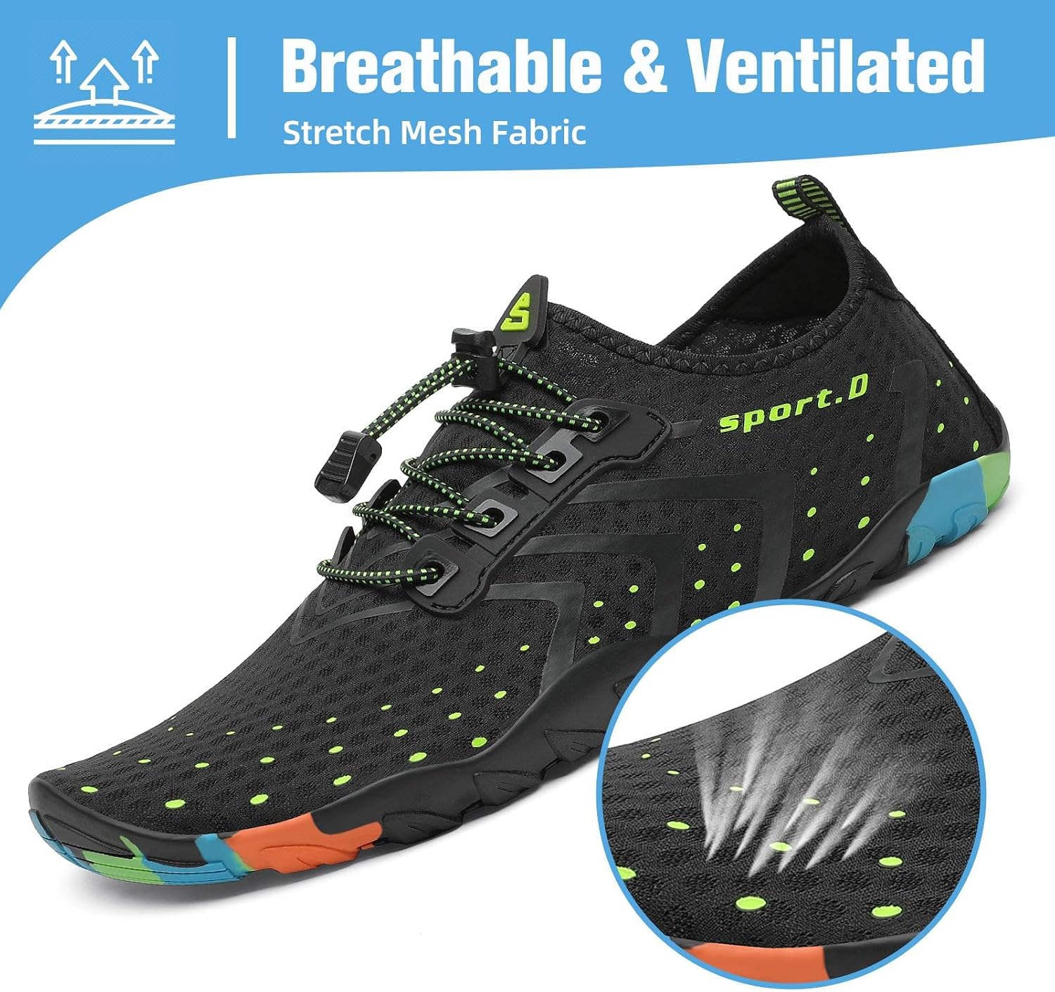 Water Shoes for Women Men, Quick-Dry Barefoot Swim Shoes | Non-Slip Aqua Shoes with Drainage Holes, Breathable