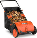 21-Inch Push Lawn Sweeper, Manual Yard Leaf Sweeper with Adjustable Height and 3.5 Cu. Ft. Large Hopper, Walk-Behind