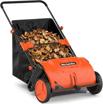 21-Inch Push Lawn Sweeper, Manual Yard Leaf Sweeper with Adjustable Height and 3.5 Cu. Ft. Large Hopper, Walk-Behind