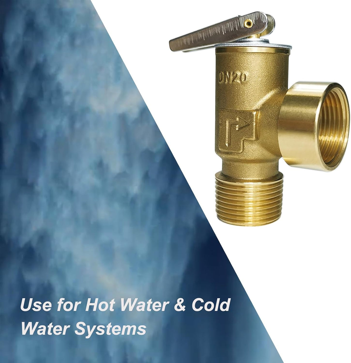 30 PSI Water Heater Pressure Relief Valve, 3/4" NPT Connection, Max Input 510,000 BTU/h, Thickened Brass Body with Stainless Steel Spring Pressure Release Valve, Use for Cold & Hot Water System