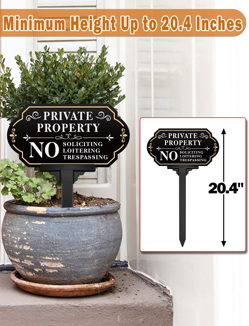 No Soliciting Sign for House with Stake - Adjustable Height - 12.7 x 6.6 Inch/36 Inch High - 50-mil Thick Aluminum