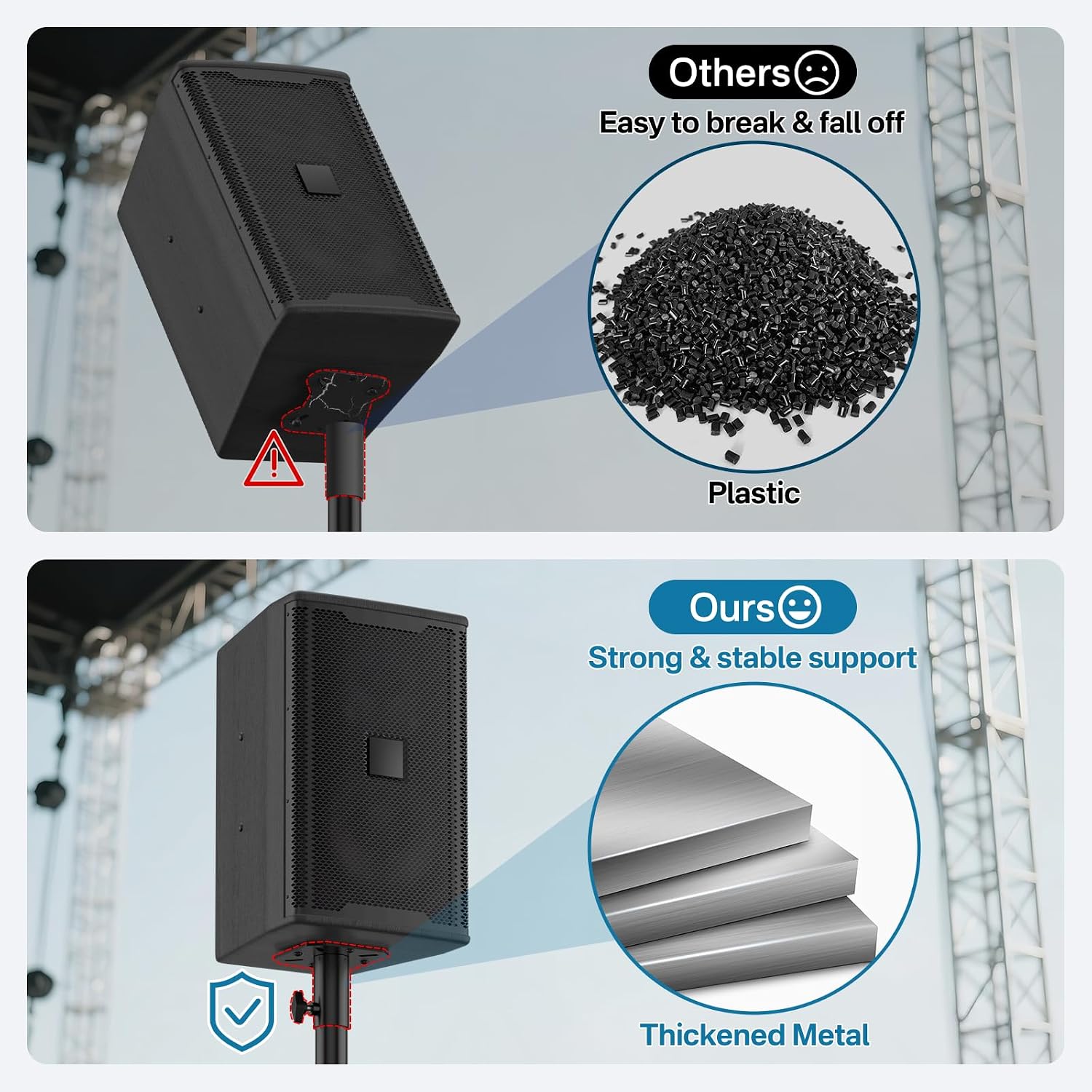 Metal Speaker Stand Mounting Plate for Standard 35mm Speakers Pole or Tripod Stands - 35mm Speaker Adapter Bracket