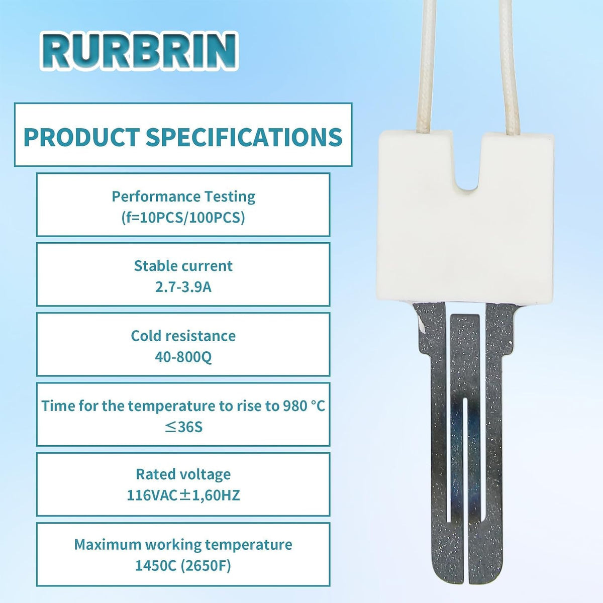 62-22868-93 Hot Surface Furnace Ignitor for Rheem Ruud Weatherking Furnace, Hot Surface Ignitor Replaces 025-32625-000 Norton-271N 62-22868-82 62-22868-93 62-22441-01 62-22868-02