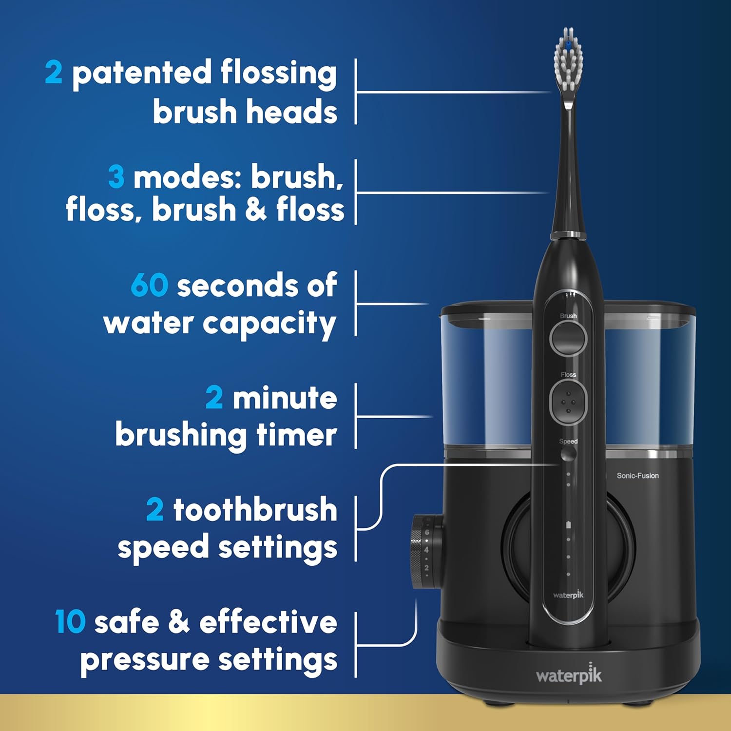 Sonic-Fusion 2.0 Professional Flossing Electric Toothbrush with Water Flosser Combo Two In One, For Daily Gum Care