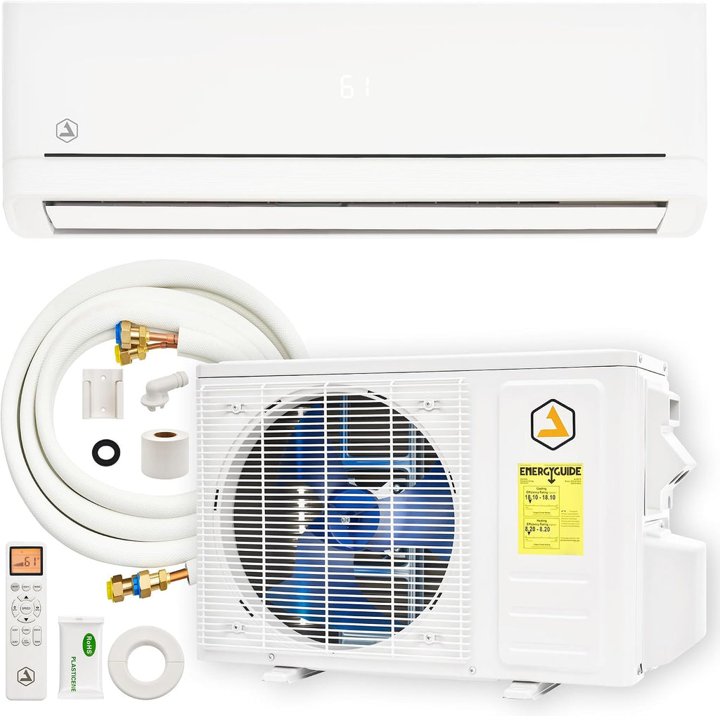 Easy DIY 12,000 BTU Mini Split AC & Heat Pump, 115V, 18 SEER2 | Pre-Wired Indoor Unit, Vacuum-Free Outdoor Unit, WiFi