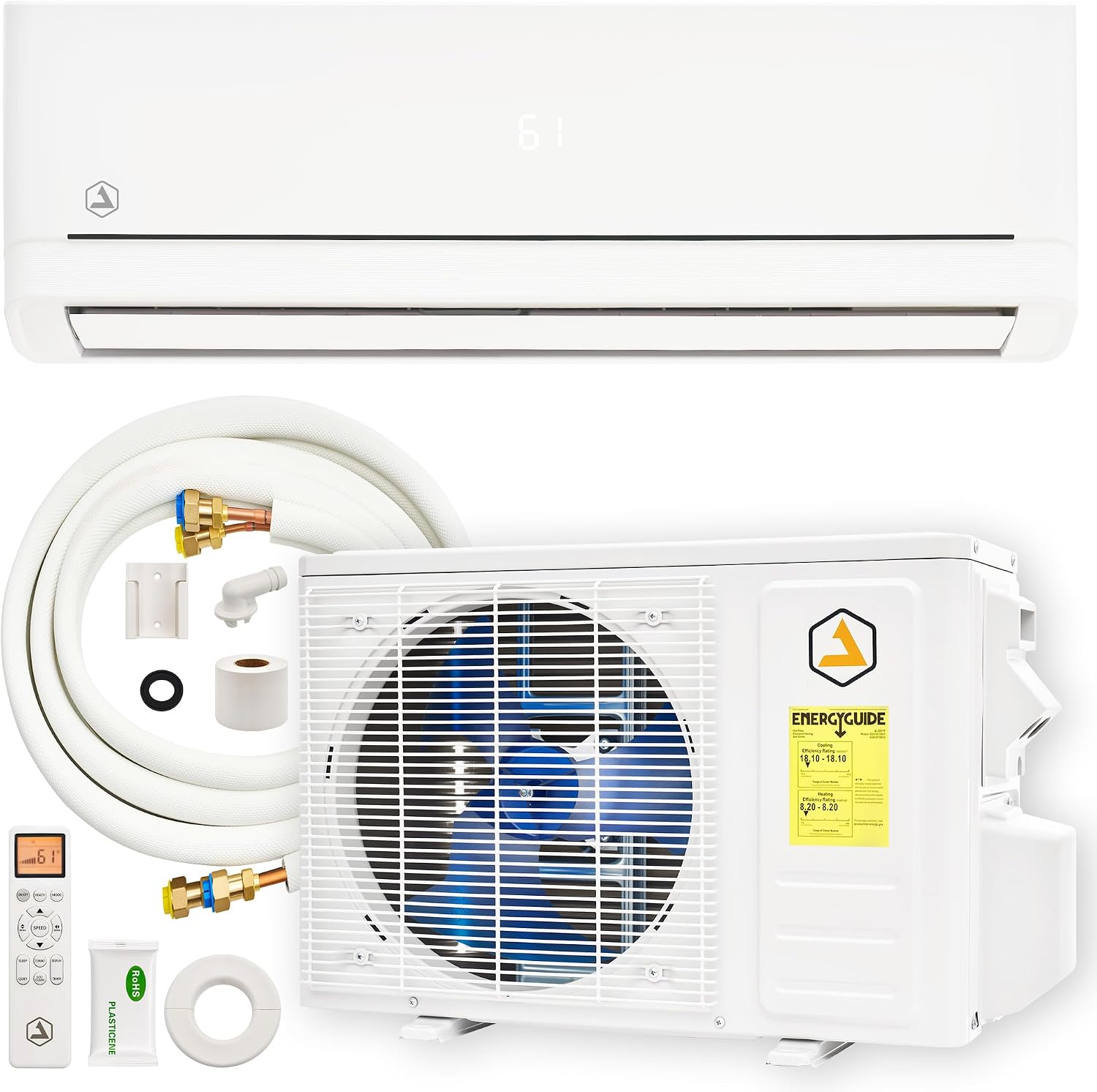 Easy DIY 12,000 BTU Mini Split AC & Heat Pump, 115V, 18 SEER2 | Pre-Wired Indoor Unit, Vacuum-Free Outdoor Unit, WiFi