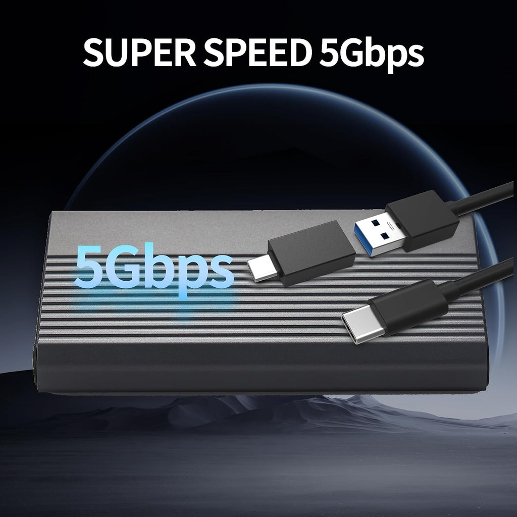 2.5 Inch SATA to USB External Hard Drive Enclosure, USB Type-C/Type-A to Sata Compatible for 2.5 Inch 7mm 9.5mm HDD