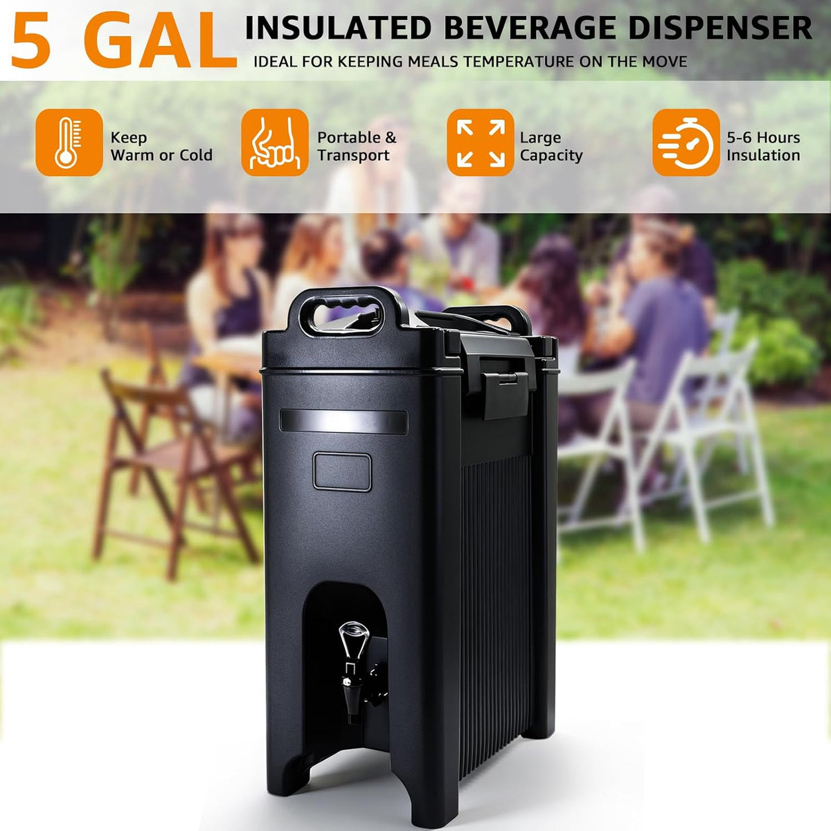 Insulated Beverage Dispenser 5 Gallon Hot and Cold Beverage Server