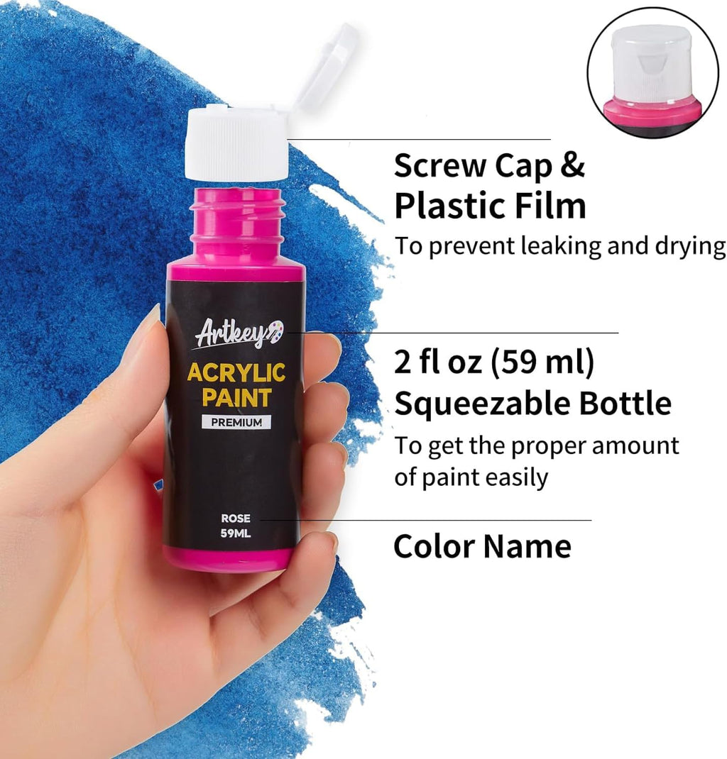 Acrylic Paint Set, 24 Colors 2 oz/59 ml Acrylic Paint Kit for Professional Artists & Beginners – Craft & Art Supplies