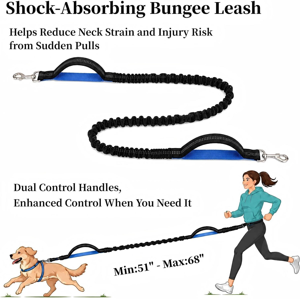 Hands Free Dog Leash with Running Belt for Walking, Running and Hiking